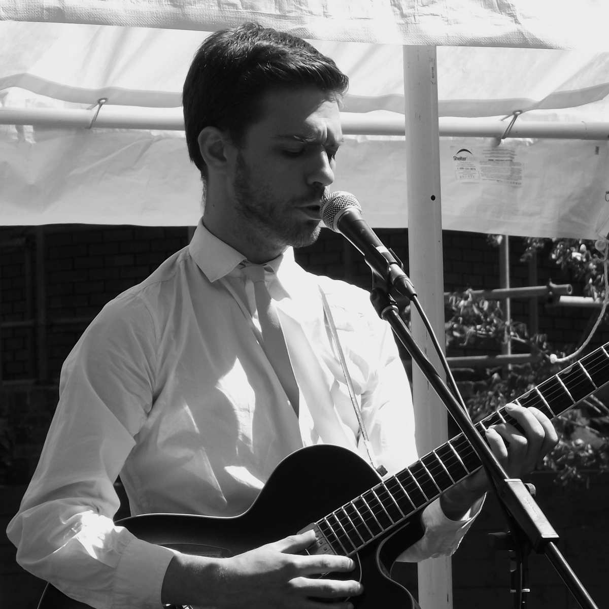 A French performer doing a great set of pop songs in French at Edinburgh Canal Festival 